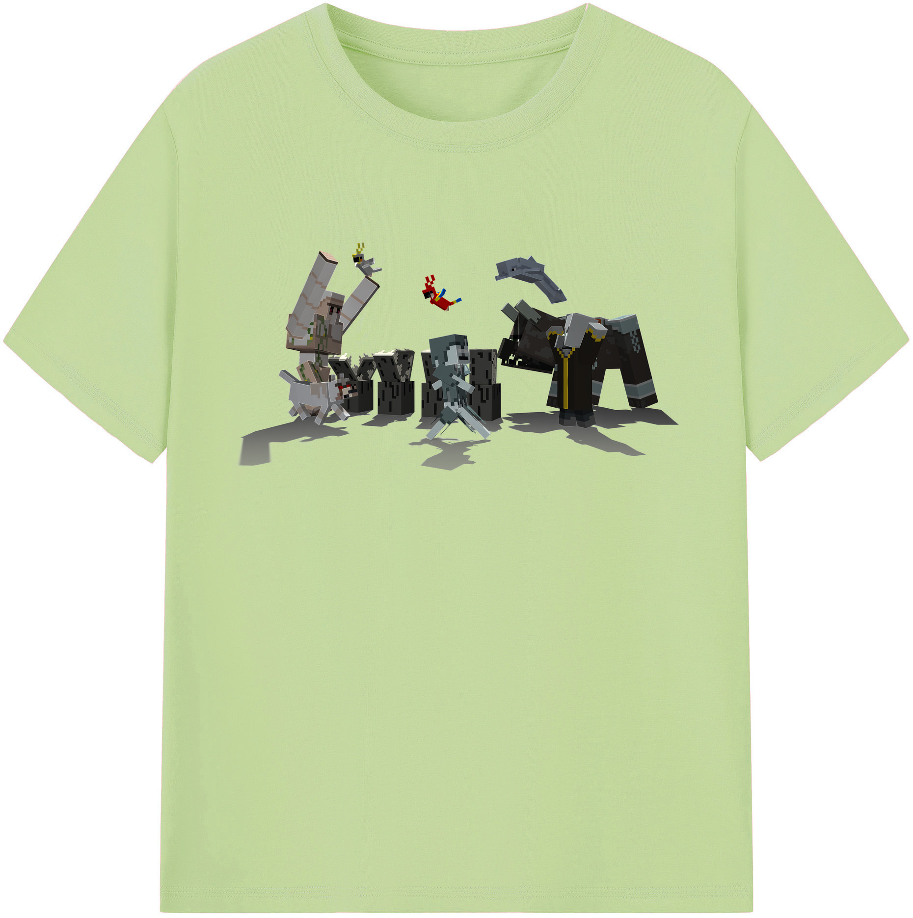 （画像用） マインクラフト ブロックの世界 Minecraft MC Block world 綿100％半袖Tシャツ（フロントプリント）